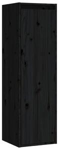 Wall Cabinet Black 30x30x100 cm Solid Pinewood