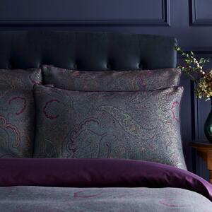 Dorma Paisley Jacquard 300 Thread Count Standard Pillowcase Pair Damson (Purple)