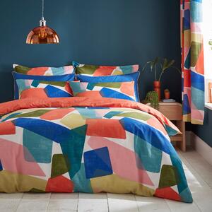 Elements Abstract Blocks Cotton Duvet Cover and Pillowcase Set MultiColoured