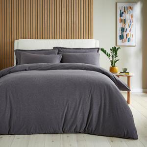 Elements Cotton Jersey Plain Duvet Cover & Pillowcase Set Graphite (Grey)