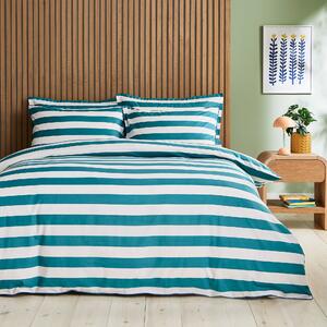 Elements Bold Stripe Teal Cotton Duvet Cover and Pillowcase Set Teal (Blue)