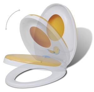 Toilet Seats with Soft Close Lids 2pcs Plastic White and Yellow