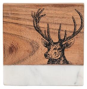 Set of 4 Marble Stag Coasters White