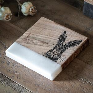 Set of 4 Marble Hare Coasters White