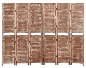 6-Panel Room Divider Brown 210x165 cm Solid Wood Paulownia