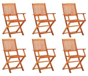 Folding Garden Chairs 6 pcs Solid Eucalyptus Wood
