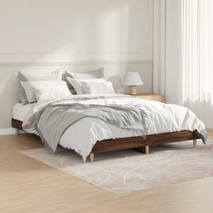 Bed Frame Brown Oak 135x190 cm Double Engineered Wood