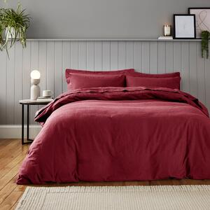 Soft & Cosy Luxury Brushed Cotton Duvet Cover and Pillowcase Set Red Red