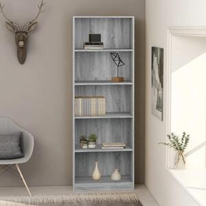 5-Tier Book Cabinet Grey Sonoma 60x24x175 cm Engineered Wood