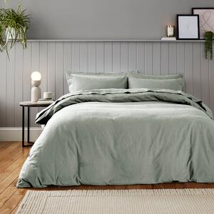 Soft & Cosy Luxury Brushed Cotton Duvet Cover and Pillowcase Set Sage Green Light Green