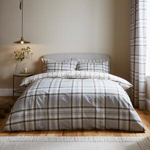 Piper Checked Grey Duvet Cover and Pillowcase Set Grey/White