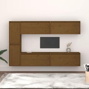 TV Cabinets 6 pcs Honey Brown Solid Wood Pine