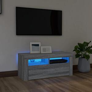 TV Cabinet with LED Lights Grey Sonoma 90x35x40 cm