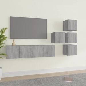 6 Piece TV Cabinet Set Grey Sonoma Engineered Wood