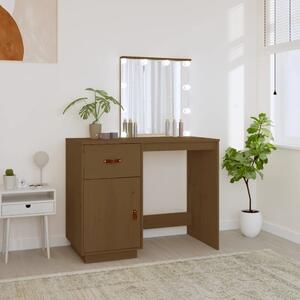 Dressing Table with LED Honey Brown 95x50x133.5 cm Solid Wood Pine