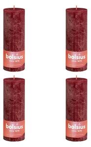 Bolsius Rustic Pillar Candles Shine 4 pcs 190x68 mm Velvet Red