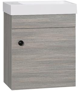 Kleankin Bathroom Vanity Unit with Basin, Wall Mounted Bathroom Wash Stand with Sink, Tap Hole and Storage Cabinet, Grey