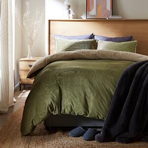 Cosy Cord Duvet Cover and Pillowcase Set Olive
