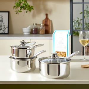 Stainless Steel 3 Piece Pan Set Silver