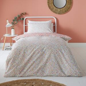 Keaton Coral Duvet Cover and Pillowcase Set Coral/White/Yellow