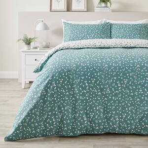 Cleo Floral Duvet Cover and Pillowcase Set Green/White