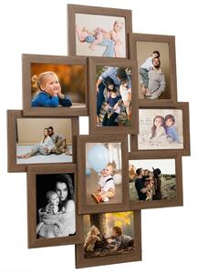Collage Photo Frame for 10x(10x15 cm) Picture Light Brown MDF