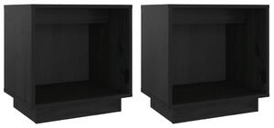 Bedside Cabinets 2 pcs Black 40x30x40 cm Solid Wood Pine