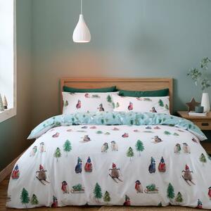 Catherine Lansfield Brushed Cotton Snowy Penguin Duvet Cover and Pillowcase Set