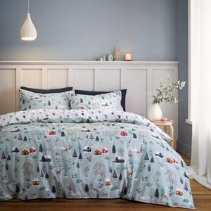 Bianca Brushed Cotton Winter Scene Duvet Cover and Pillowcase Set