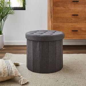 Round Shoe Storage Ottoman, Grey