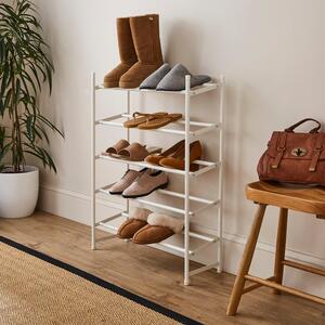 5 Tier White Extendable Shoe Rack