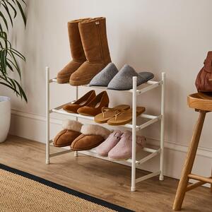 3 Tier White Extendable Shoe Rack