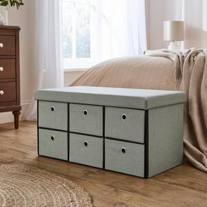 6 Drawer Faux Linen Foldable Ottoman