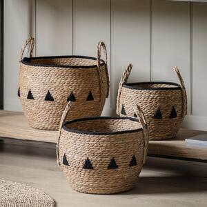 Set of 3 Hima Natural and Black Storage Baskets