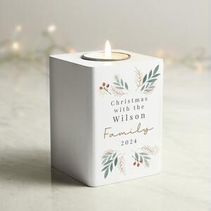 Personalised Christmas Foliage Tealight Holder