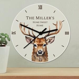 Personalised Watercolour Stag Wall Clock