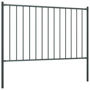 Fence Panel with Posts Powder-coated Steel 1.7x0.75 m Anthracite