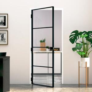 Interior Door Black 83x201.5 cm Tempered Glass&Aluminium