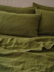 Botanical Green Linen Blend Pillowcases (Pair) | Standard | Piglet in Bed