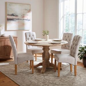 Bridget 4 Seater Round Dining Table, Whitewash Mango Wood