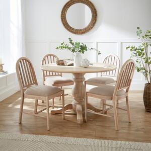 Bridget Round Dining Table with 4 Adora Mango Wood Dining Chairs