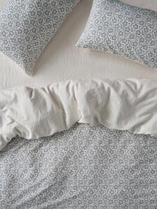 Dusk Blue Folk Floral Linen Blend Duvet Cover | Single | Piglet in Bed