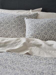 Dusk Blue Folk Floral Linen Blend Pillowcases (Pair) | Standard | Piglet in Bed