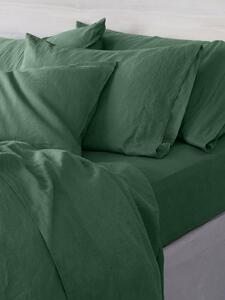 Elm Green Linen Blend Fitted Sheet | Single | Piglet in Bed