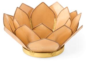 Tealight holder - Capiz shell/brass. 13 x 6 cm. - Camel - Søstrene Grene