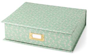 Box with lid - Paper/metal. 32.5 x 27 x 9 cm. - Milky Green - Søstrene Grene
