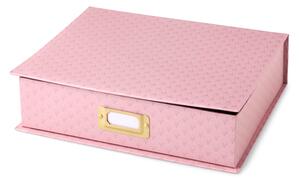 Box with lid - Paper/metal. 30 x 24.5 x 8 cm. - Rose - Søstrene Grene