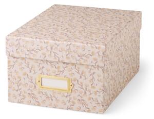 Storage box with label holder - 30 x 22 x 15 cm. - Off White - Søstrene Grene