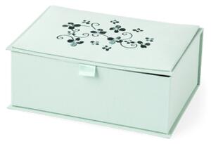 Storage box with embroidery - 21 x 15 x 8 cm. - Milky Green - Søstrene Grene