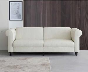 Flex Corduroy Fabric 3 Seater Sofa Bed In Cream